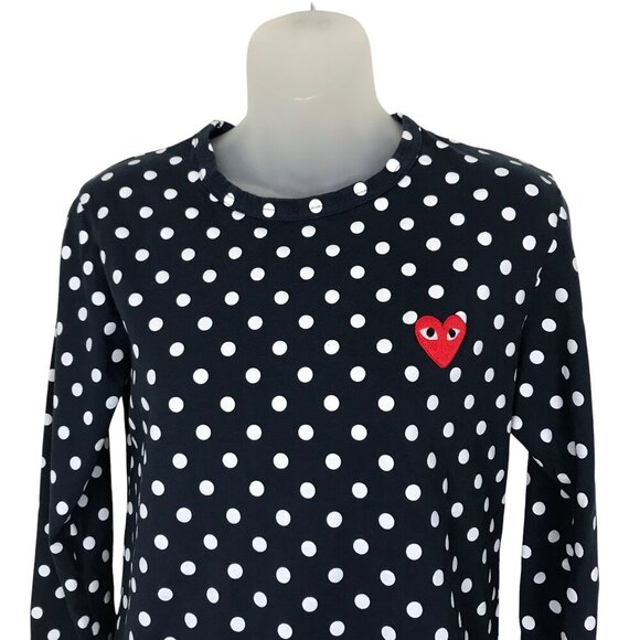 Comme des Garcons PLAY Navy and White Polka Dot Long Sleeve Top - Picture 3 of 7